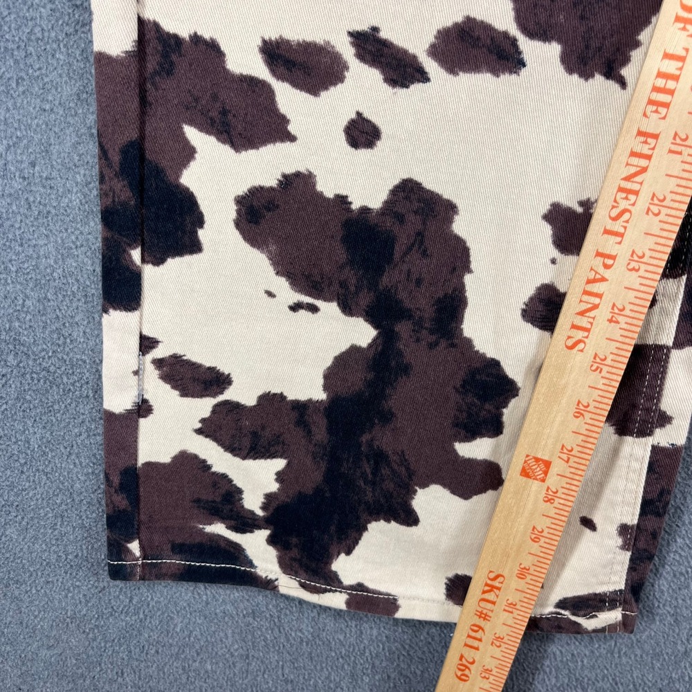 OAT New York Wide Leg Jeans Womens 12/31 Brown Cow Print High Rise Western Rodeo - Picture 8 of 15